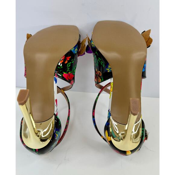 Betsey Johnson Mikah Floral Stiletto Sandals Heels Black Multi Size 5 NWT /Box - Picture 8 of 8